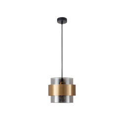 LUCES VIEJA LE42623 lampa wisząca złoto-czarna, metal/szkło E27 12W