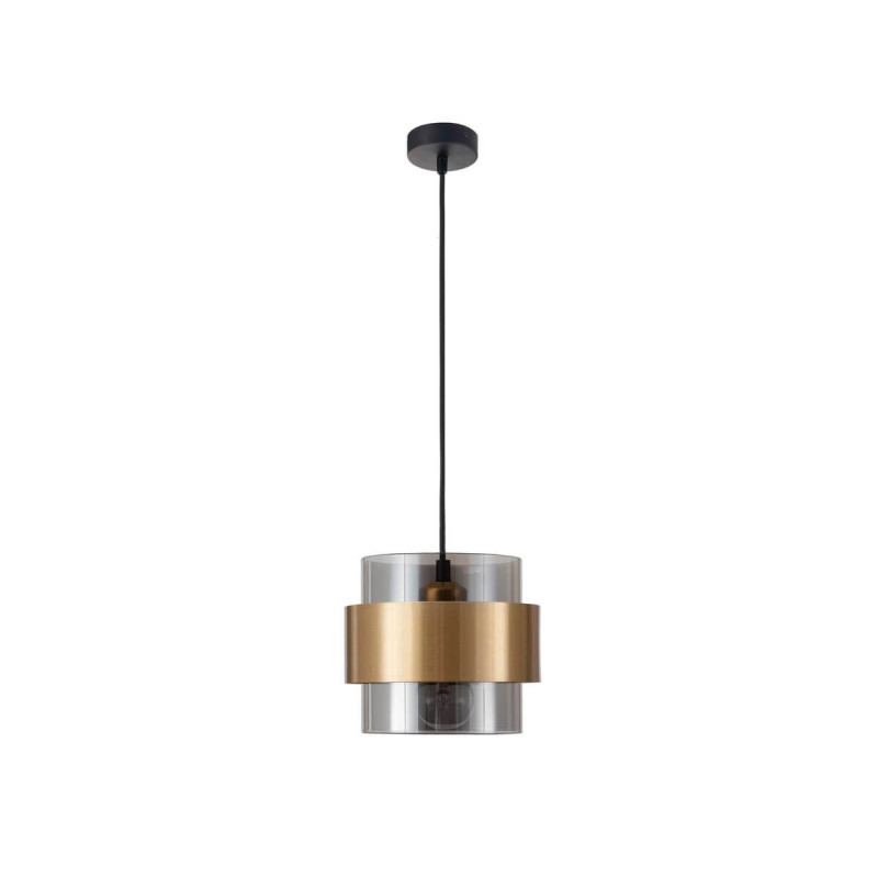 LUCES VIEJA LE42623 lampa wisząca złoto-czarna, metal/szkło E27 12W