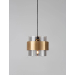 LUCES VIEJA LE42623 lampa wisząca złoto-czarna, metal/szkło E27 12W