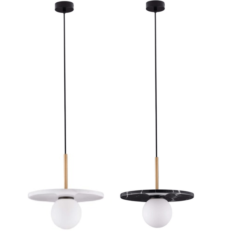 LUCES JUANJUI LE44853/4 lampa wisząca biało-czarna, marmur/szkło, G9