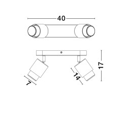 LUCES YAPACANI LE44974/5 lampa sufitowa 2 reflektory GU10