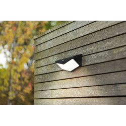 LUTEC WINGS solar LED black outdoor wall light PIR sensor