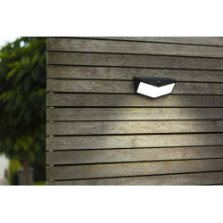 LUTEC WINGS solar LED black outdoor wall light PIR sensor