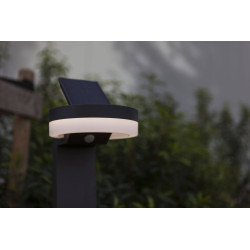 LUTEC RUNDA solar bollard LED light 12W with PIR dark grey