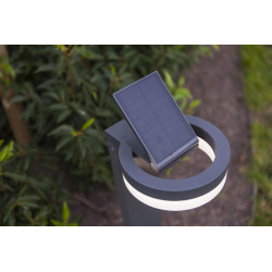 LUTEC RUNDA solar bollard LED light 12W with PIR dark grey