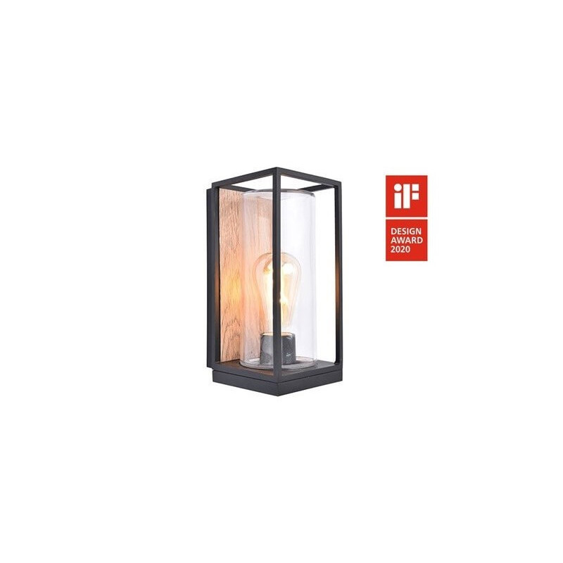 Lutec FLAIR wall lamp with a wood look, E27 bulb