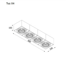 CLEONI Tuz T019X4Sd Ceiling lamp 60cm 4xAR111