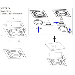 Oprawa sufitowa MATRIX I AR111 12V czarna