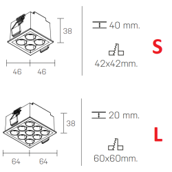 Kohl LUMO mini K51302.RF wpuszczany kwadrat LED z ramką