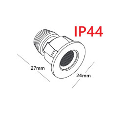 Oczko LED 1W IP44 białe, czarne 24mm biała ciepła 3000K